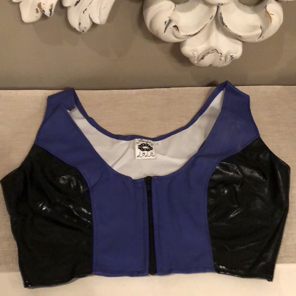 NAUGHTY LOLA Purple/Black Cropped Vinyl Costume Top